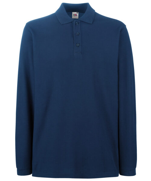 Fruit of the Loom Premium Long Sleeve Polo Shirt navy