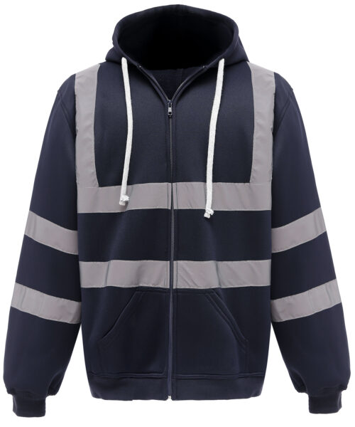 Yoko Hi-Vis Zipped Hoodie in Navy