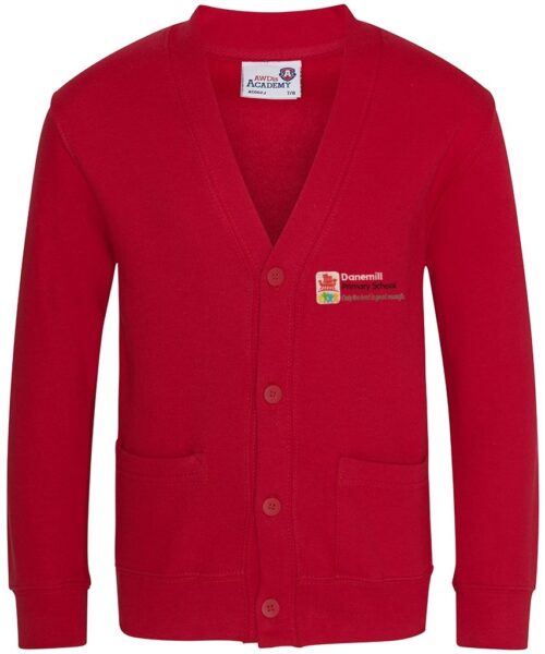 Danemill Primary Sweatcardi, front with embroidered logo