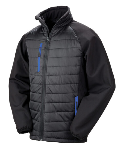 Padded softshell jacket by Result Black/Royal Blue