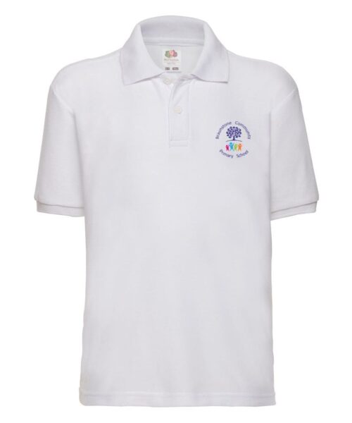 Braunstone Community Primary School white polo shirt with embroidered logo